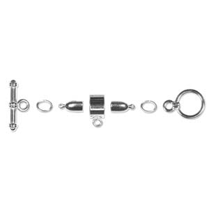 Silver Plated Kumihimo Finding Set 3mm Bullet Qty:1