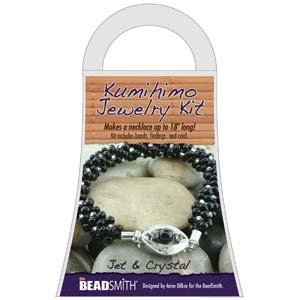 Kumihimo Kit Jet & Crystal Necklace/Bracelet