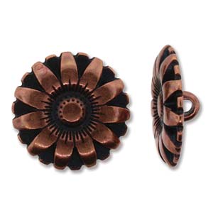 Button African Daisy Flower 17mm Antique Copper Qty:1