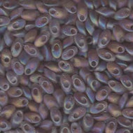 Miyuki Long Magatamas 4x7mm 0142FR Smokey Amethyst Transparent Matte AB 