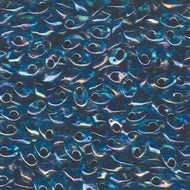 Miyuki Long Magatamas 4x7mm 2168 Aqua Transparent Noir Color Lined AB 