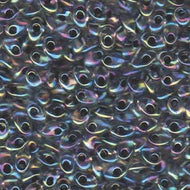 Miyuki Long Magatamas 4x7mm 0283 Crystal Noir Lined AB 