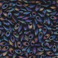 Miyuki Long Magatamas 4x7mm 0401FR Black Opaque Matte AB 
