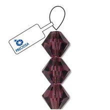 Load image into Gallery viewer, Preciosa 4mm Bicones Amethyst Qty:31 Strung
