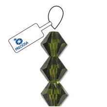 Load image into Gallery viewer, Preciosa 4mm Bicones Olivine Qty:31 strung
