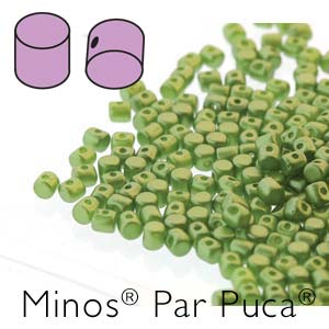 Czech Minos Beads 2.5x3mm by Puca Pastel Olivine Qty:5 grams