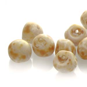 Czech Mini Mushroom Beads 5x6mm White Matte Picasso Qty:25