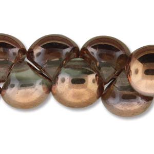Czech Mushroom Beads 9x8mm Crystal Gold Capri Qty:30 Strung