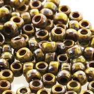 Czech Matubo Beads 7/0 Opaque Green Picasso Qty:10g