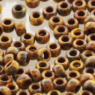 Czech Matubo Beads 7/0 Lemon Travertine Dark Qty:10g