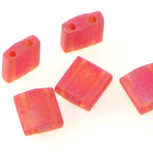 Miyuki Tila Beads 5mm 0140FR Red Orange Matte AB Qty:10g Tube