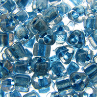 Miyuki Triangles 5/0 1529 Crystal/Medium Blue Color Lined Qty:10g