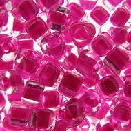 Miyuki Triangles 5/0 1110 Crystal/Fuchsia Color Lined Qty:10g