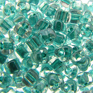 Miyuki Triangles 5/0 1528 Crystal/Aqua Color Lined Qty:10g