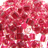 Miyuki Triangles 5/0 1553 Crystal/Dark Rose Color Lined Qty:10g