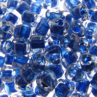 Miyuki Triangles 5/0 1557 Crystal/Sapphire Blue Color Lined Qty:10g