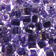 Miyuki Triangles 5/0 1558 Crystal/Dark Purple Color Lined Qty:10g
