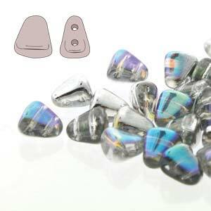 Czech Nib-Bit Beads 5x6mm Crystal Silver Rainbow Qty:10 grams