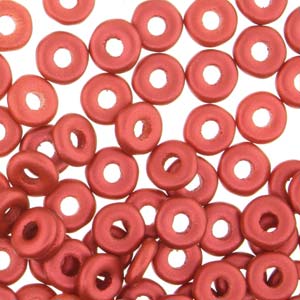 Czech O Beads 4x1mm Lava Red  Qty:approx. 5g