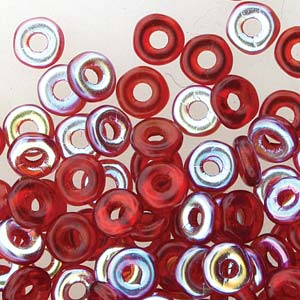 Czech O Beads 4x1mm Red AB Qty:approx. 5g