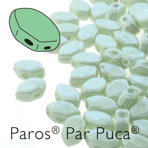 Czech Paros Beads 7x4mm Light Green Luster Qty:10 grams