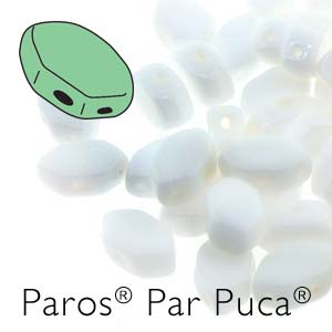 Czech Paros Beads 7x4mm Opaque White Qty:10 grams