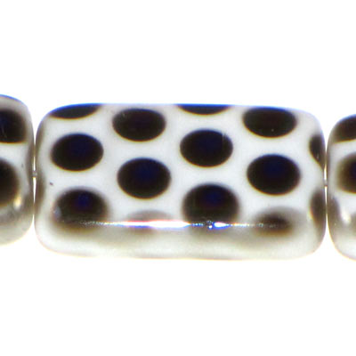 Czech Peacock Beads Rectangle 19X12mm White Azuro Qty:10