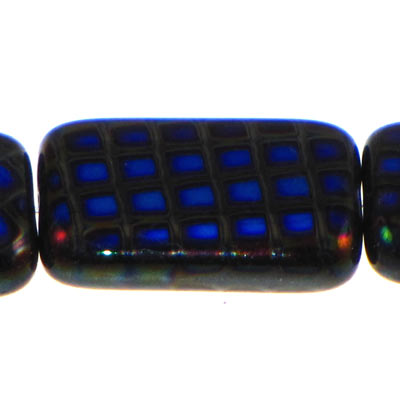 Czech Peacock Beads Rectangle 19X12mm Black Azuro Qty:10