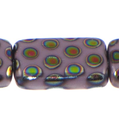 Czech Peacock Beads Rectangle 19X12mm Violet Vitrail Medium Qty:10