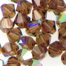 Load image into Gallery viewer, Preciosa 3mm Bicones Smoked Topaz AB Qty:42
