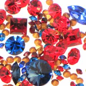 Preciosa Chaton Mix Assorted Red & Blue Qty: Approx 5g