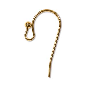 Gold Plated Earring Hooks w. Ball Qty:12