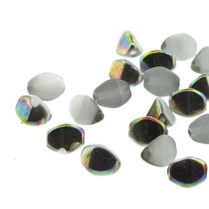 Czech Pinch Beads 5mm White Vitrail Qty:50 Strung