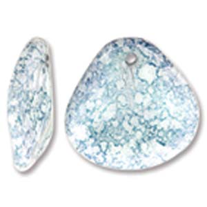 Czech Petal Beads 8x7mm White Terracotta Blue Qty:80 Strung