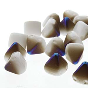 Czech Pyramid Beads 6mm White Azuro Qty: 25 Strung