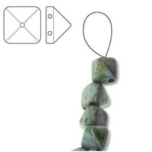 Load image into Gallery viewer, Czech Pyramid Beads 6mm White Travertine Blue Qty: 25 Strung
