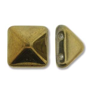 Czech Pyramid Beads 12mm Crystal Amber Qty: 12 Strung