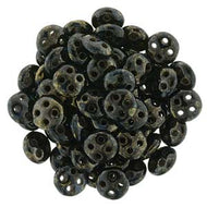 Czech QuadraLentils 6mm Jet Bronze Picasso Qty:10 grams