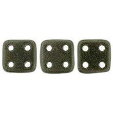 Load image into Gallery viewer, Czech QuadraTiles 6mm Metallic Suede Dark Green Qty:10 grams
