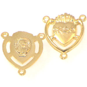 Rosary Connector 3 Ring Gold Sacred Heart w. Thorns Qty:1