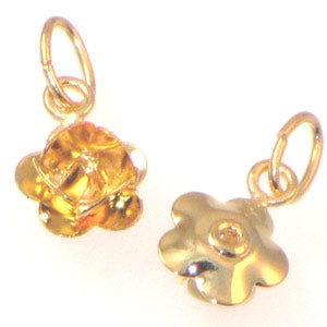 Gold Plated Rose Flower Charms 8mm Qty:6