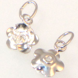 Silver Plated Rose Flower Charms 8mm Qty:6