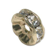 Rhinestone & Gold Metal Rondelle 6mm Crystal Qty:1