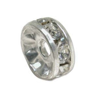 Rhinestone & Silver Metal Rondelle 6mm Crystal Qty:1