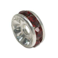 Rhinestone & Silver Metal Rondelle 8mm Siam Qty:1