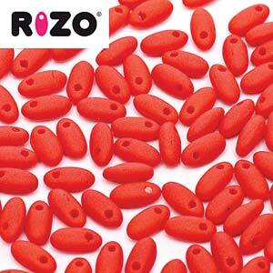 Czech Rizo Beads 2.5x6mm Opaque Red Matte Qty:10 grams