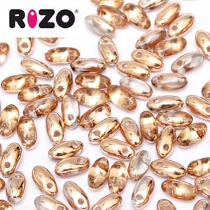 Czech Rizo Beads 2.5x6mm Capri Gold Qty:10 grams