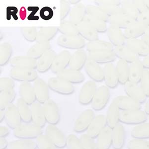 Czech Rizo Beads 2.5x6mm Chalk White Matte Qty:10 grams