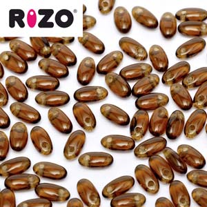 Czech Rizo Beads 2.5x6mm Smoked Topaz Qty:10 grams