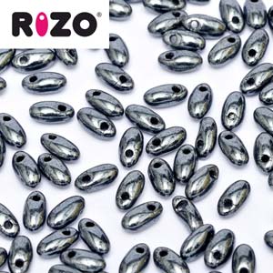 Czech Rizo Beads 2.5x6mm Hematite Qty:10 grams